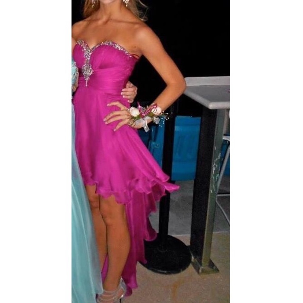 Fuchsia purple high low dress - 4